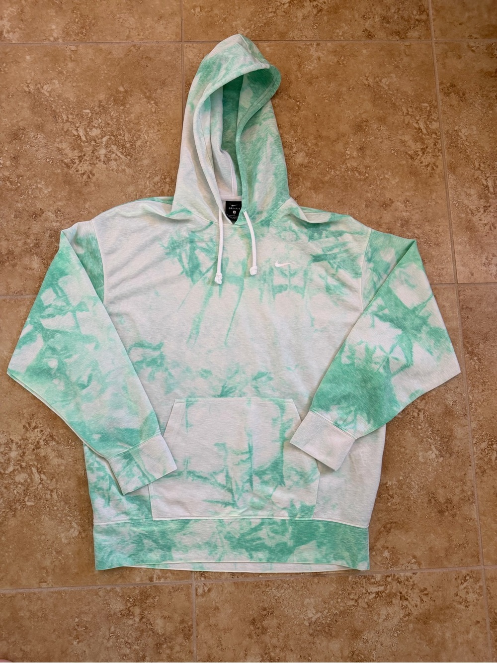 Nike Icon Clash pullover hoodie in a green glow and white tie-dye Small NWOT